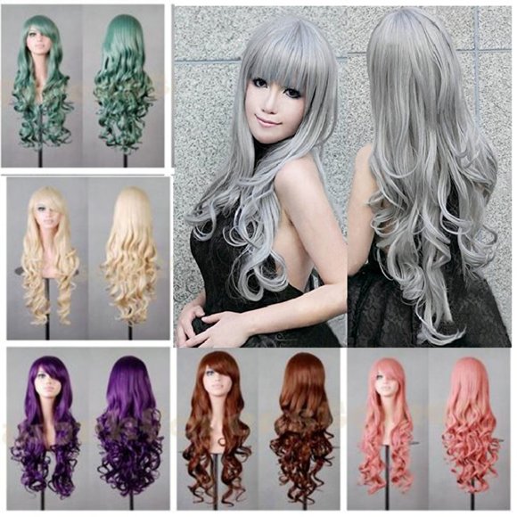 Lady Long Curly Wigs Fashion Cosplay Costume Hair Anime - Picture 2 of 13